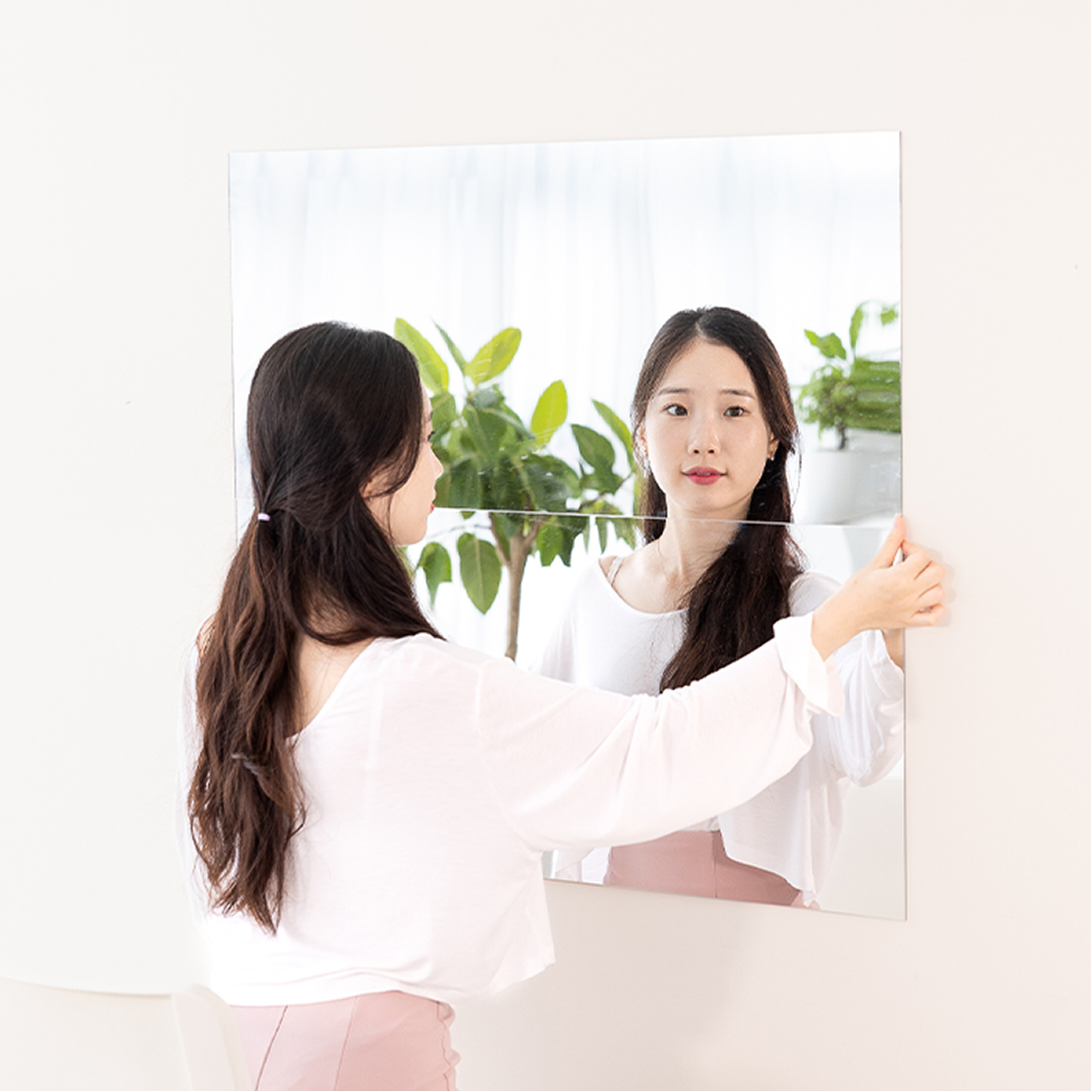 할메이드 붙이는 아크릴 거울 벽걸이 안전 욕실 화장대 거울 30x30