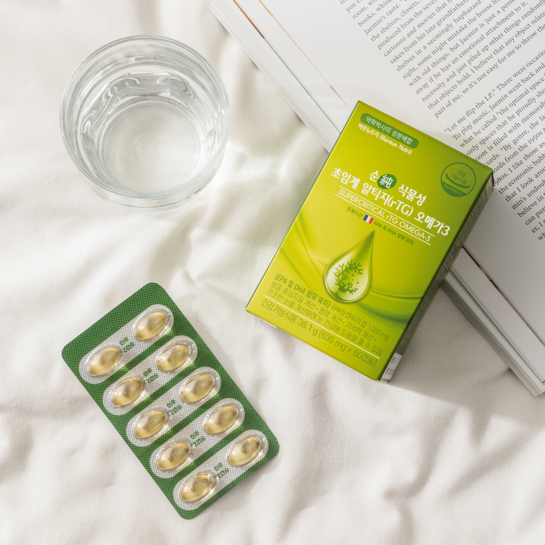 바른뉴트리 순 식물성 초임계 알티지 오메가3 1000 임산부 DHA 60캡슐, 1개