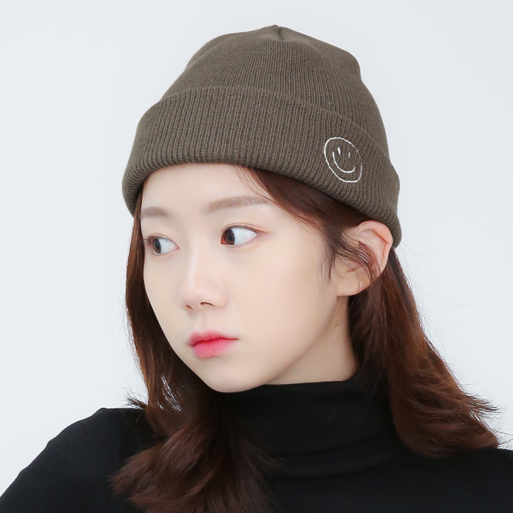 국내생산 이모티콘 데일리 스마일 남자비니 여자모자 니트 숏비니 봄 가을 겨울 모자 이미지 7