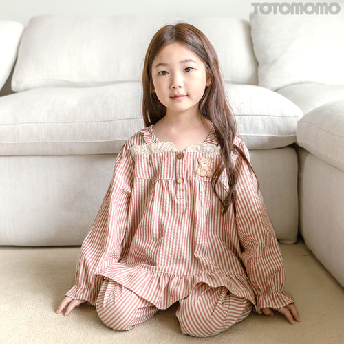 유아 아동 면 잠옷 주니어 남아 여아 긴팔 파자마 스티치 - 상세 이미지 5