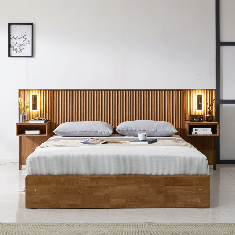 스코나 브랜던 템바보드 원목 호텔 서랍 수납 침대(킹)