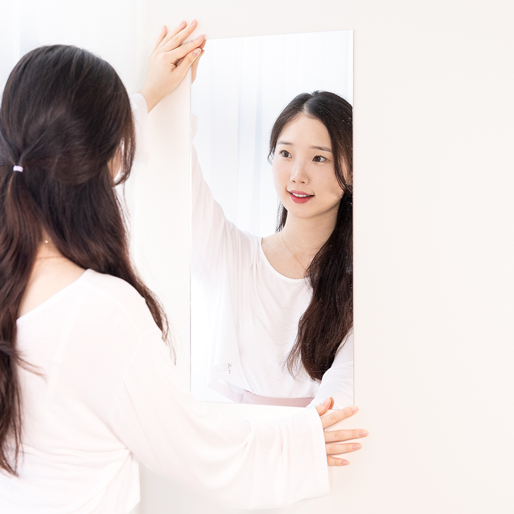 할메이드 붙이는 아크릴 거울 벽걸이 안전 욕실 화장대 거울 30x30