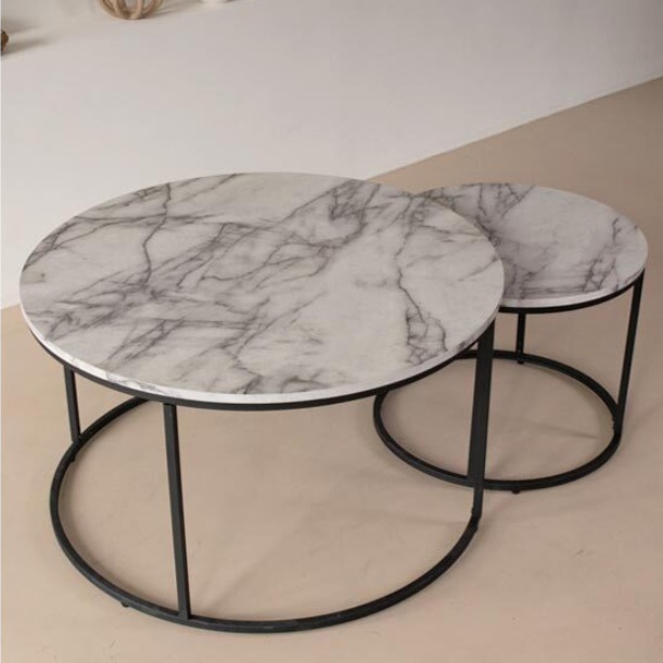 높은 티 테이블 거실용 테이블 고급 거실 원형 커피 테이블