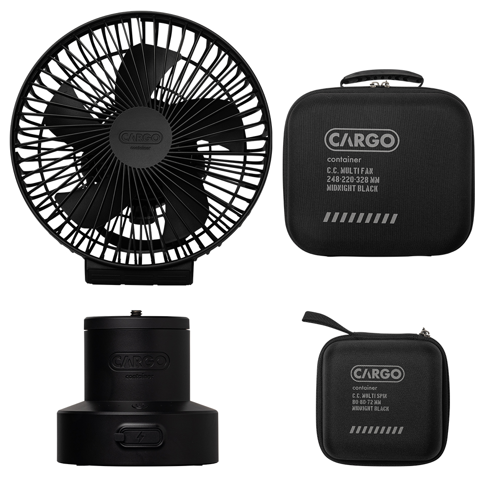 카고 컨테이너 멀티팬 멀티스핀 블랙 세트 자동 회전 휴대용 캠핑 선풍기 충전식 서큘레이터