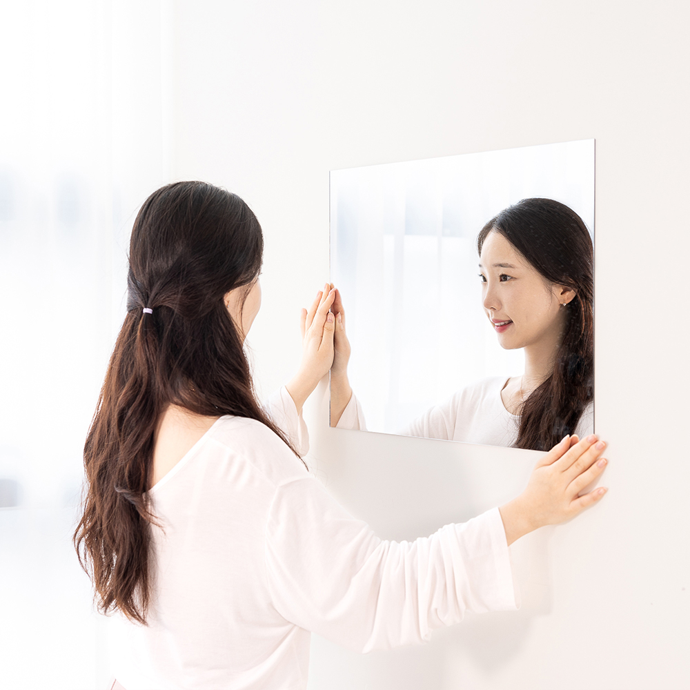 할메이드 붙이는 아크릴 거울 벽걸이 안전 욕실 화장대 거울 30x30