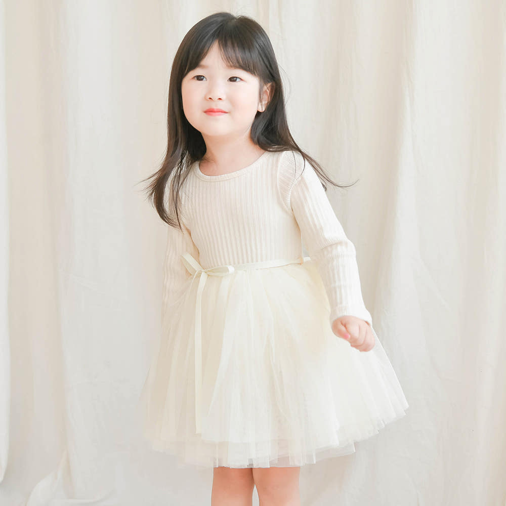 하우웰 나나 골지 튜튜 샤 원피스 여아 아동 아이보리 와인 블랙 핑크
