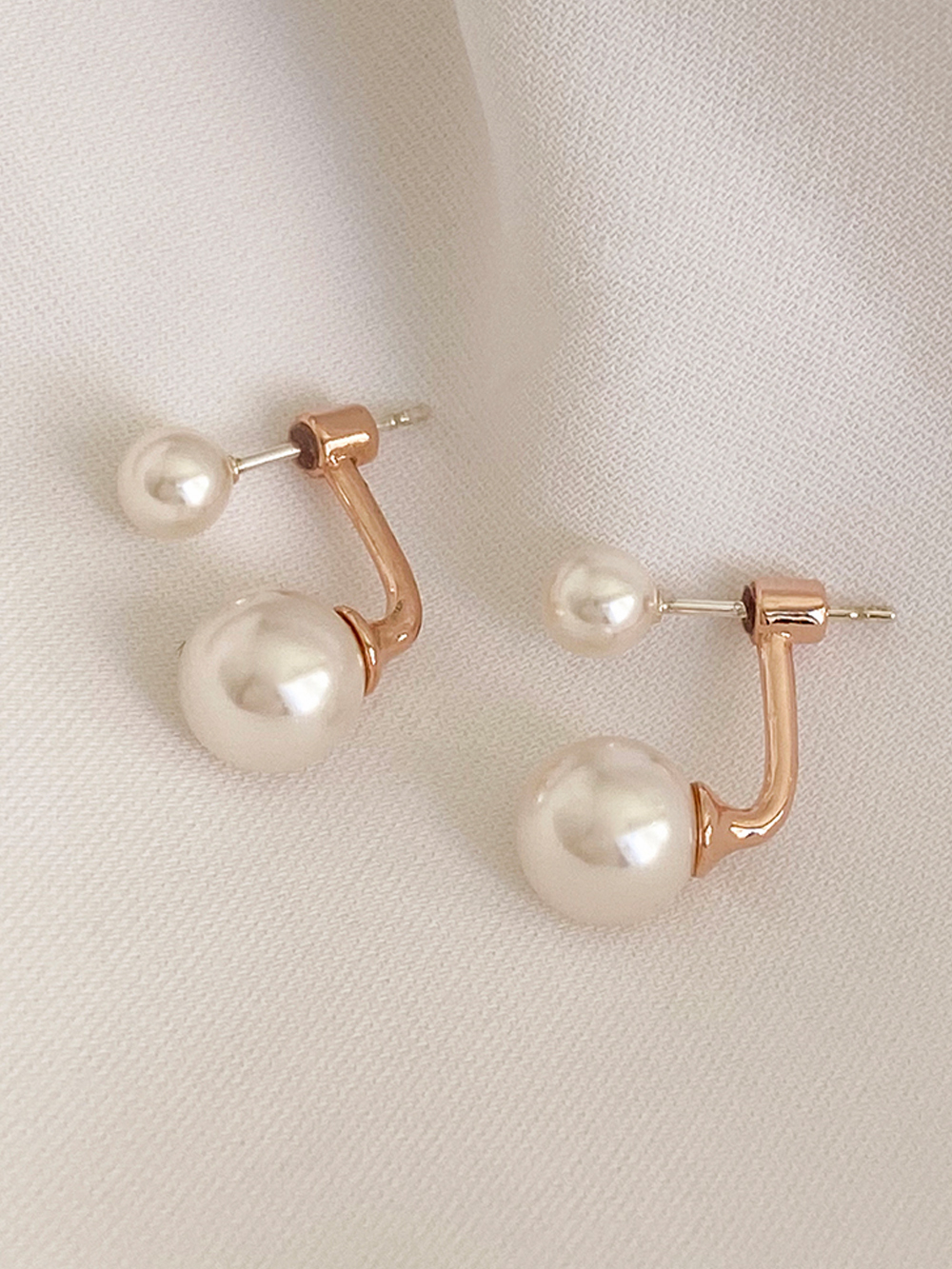 [무배/실버925] 14k 로즈골드 스왈 진주 드롭 클러치 투웨이 귀걸이