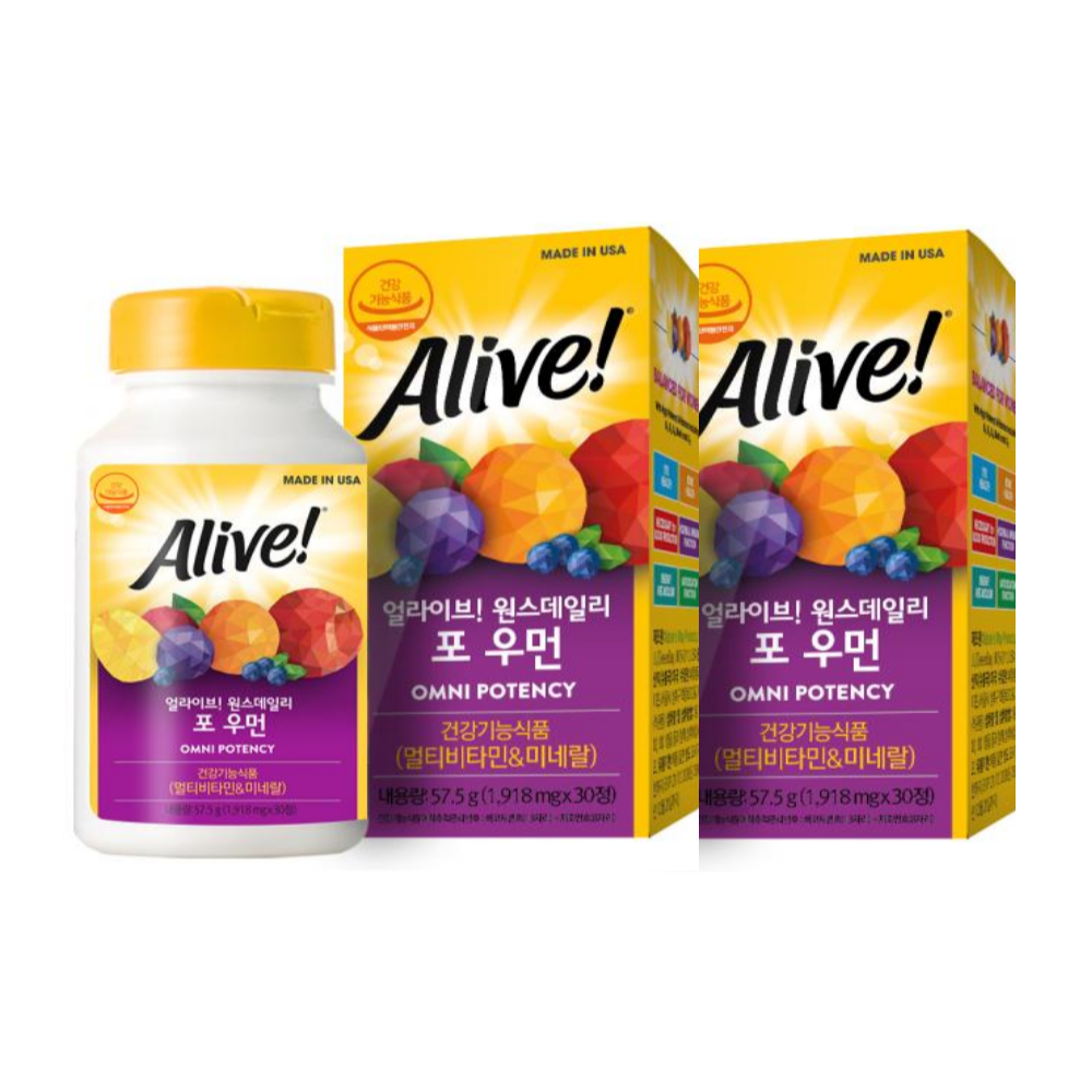 얼라이브 원스데일리 포 우먼 멀티비타민 미네랄 칼슘 마그네슘 비타민B군 60정 2개월분 - 상품 이미지
