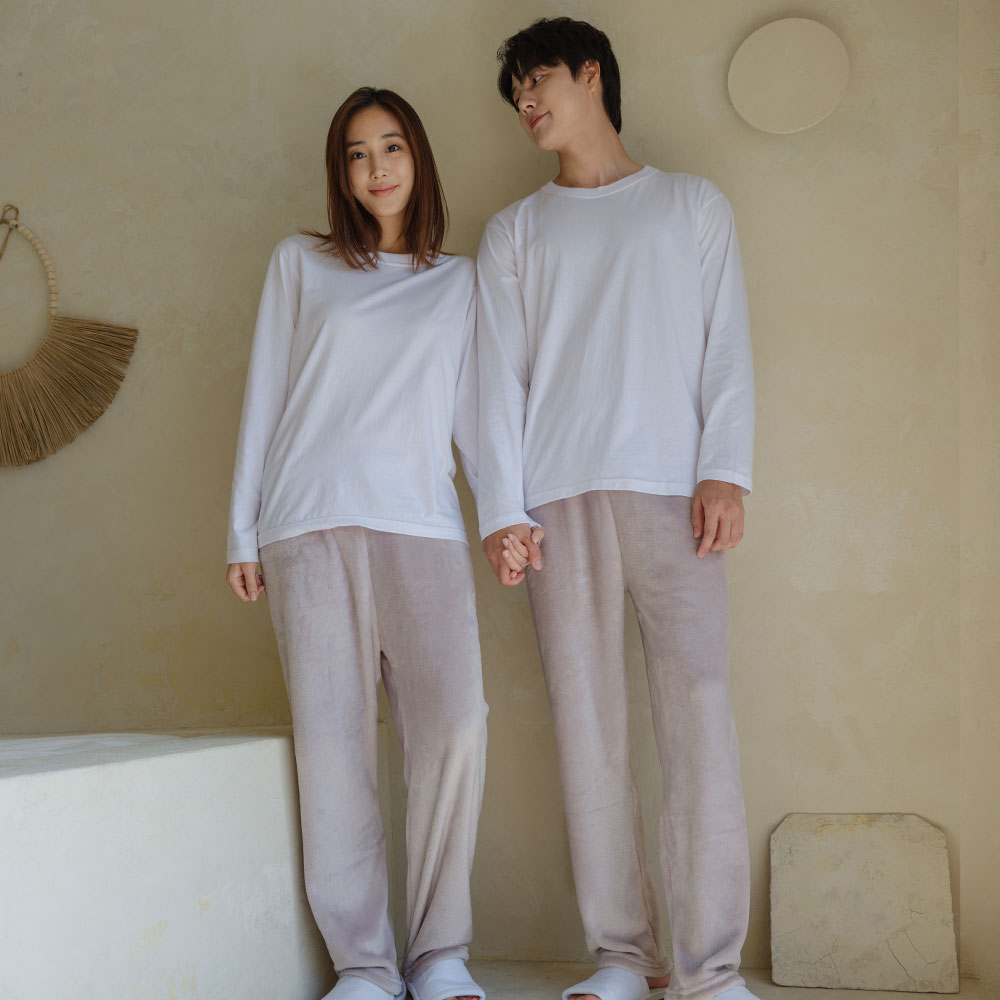 에이원 커플용 보슬보슬 심플 밍크 수면 잠옷 바지 파자마 이미지 3