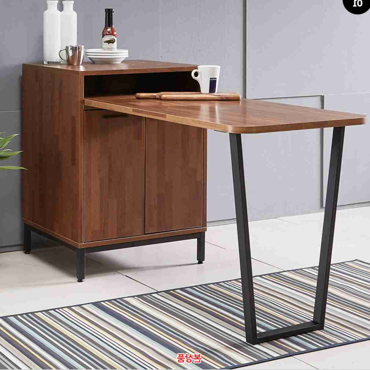 ㄱ자 식탁 기억자 아일랜드 베이킹 작업대 간이 조리대 높은 기역자 우드 슬랩 바 테이블