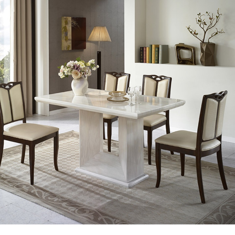 대리석 원목 엔틱 식탁 테이블 세트 월넛 마블 4인용