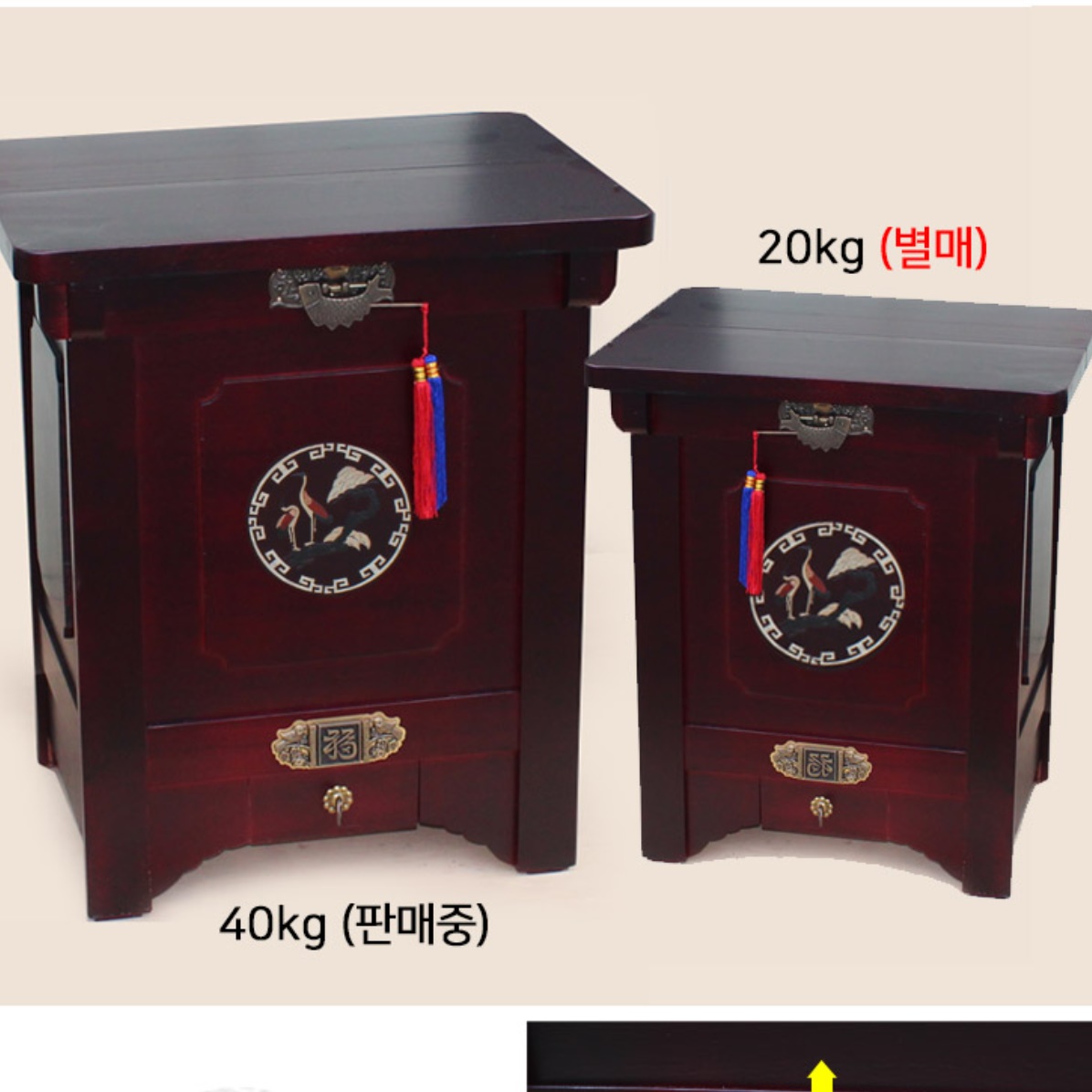 대형 쌀통 40kg 오동나무쌀통 원목쌀통 쌀뒤주 - 상세 이미지 4