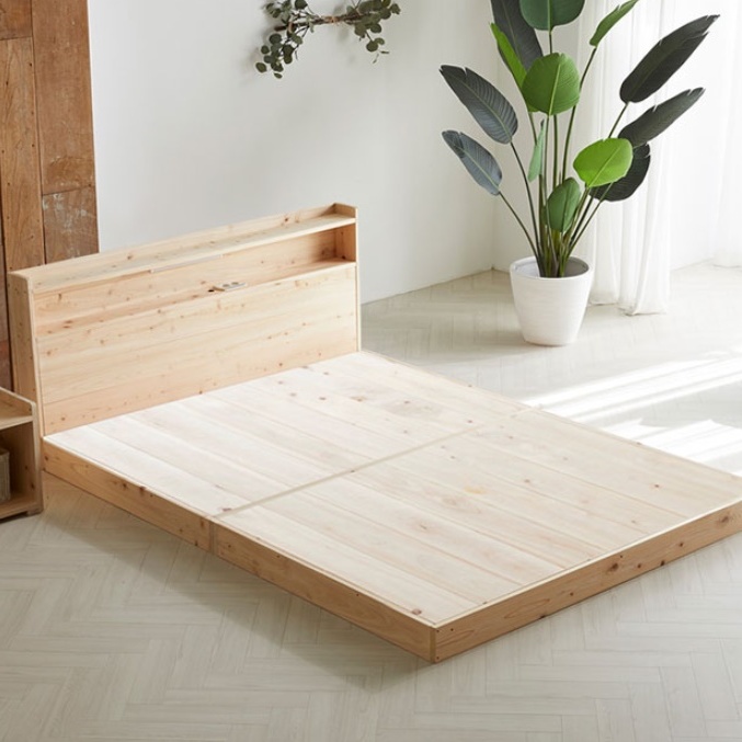 편백나무 평상 저상 침대 프레임 슈퍼싱글 낮은침대 SS 원목 매트리스 받침대 LED콘센트
