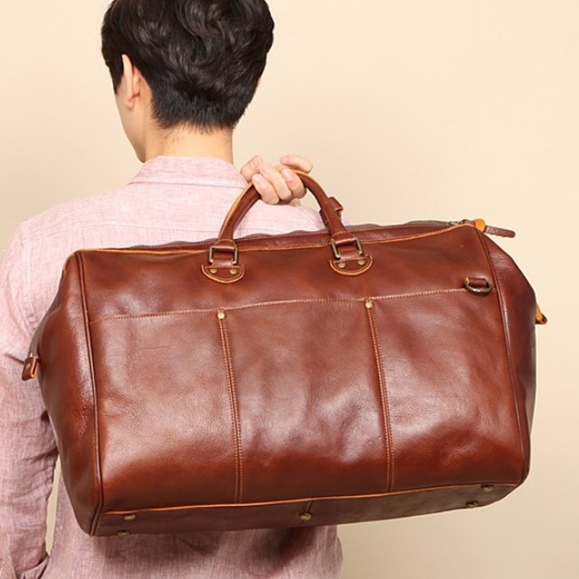 대형 더플 백 가벼운 보스턴 가죽 사각 여자 남자 여행용 가방 소형 여행가방 1박 2일
