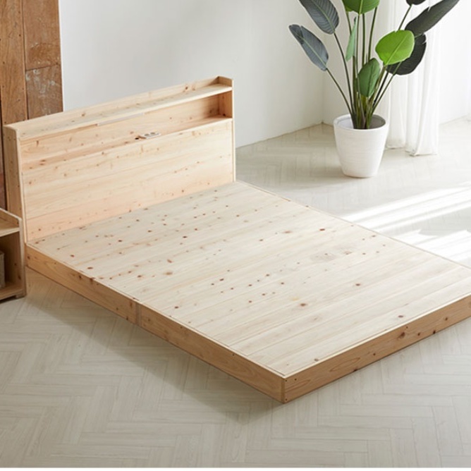 편백나무 평상 저상 침대 프레임 퀸 낮은침대 Q 파레트 매트리스 받침대 원목 LED콘센트