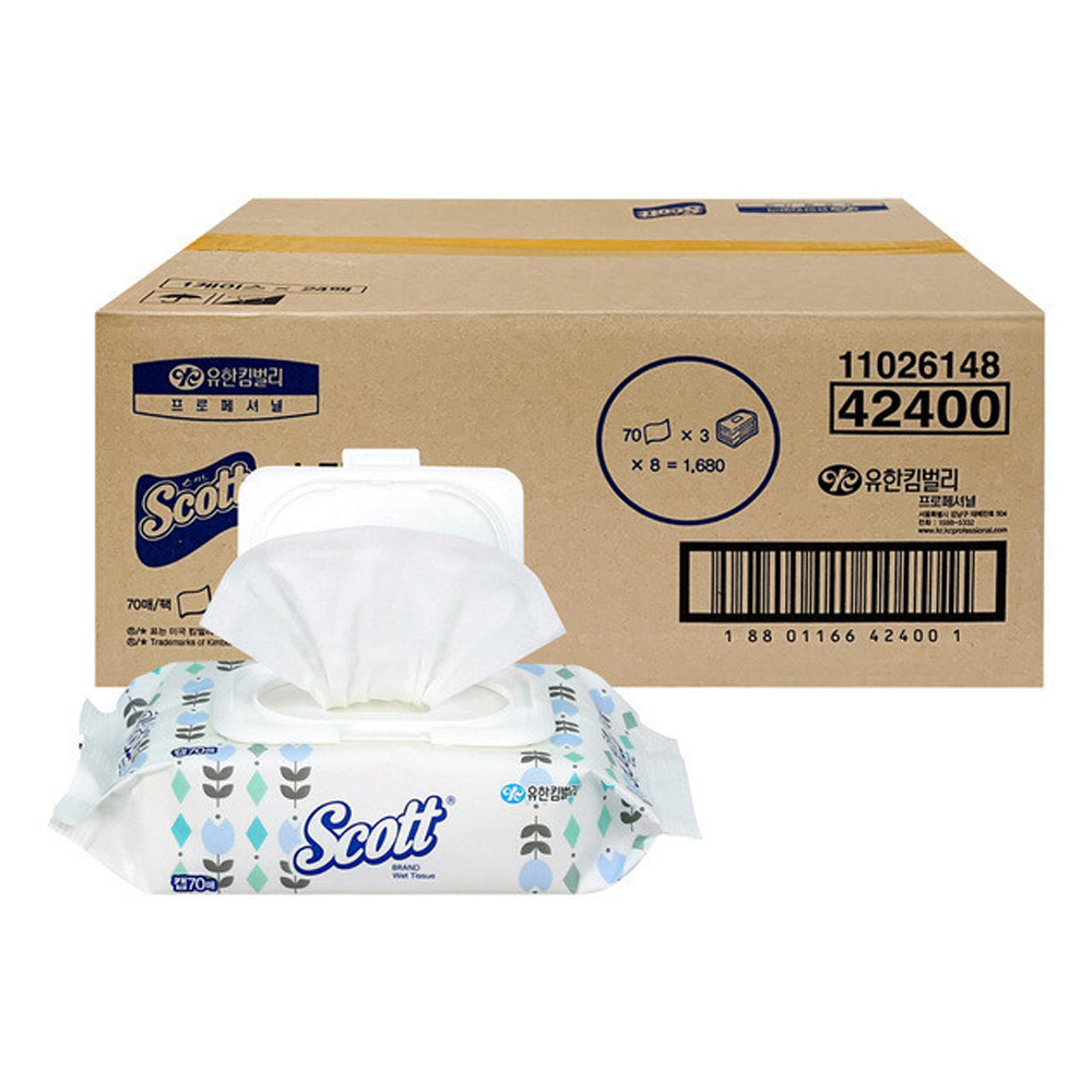 유한킴벌리 42400 스카트 물티슈 캡 70매 24개