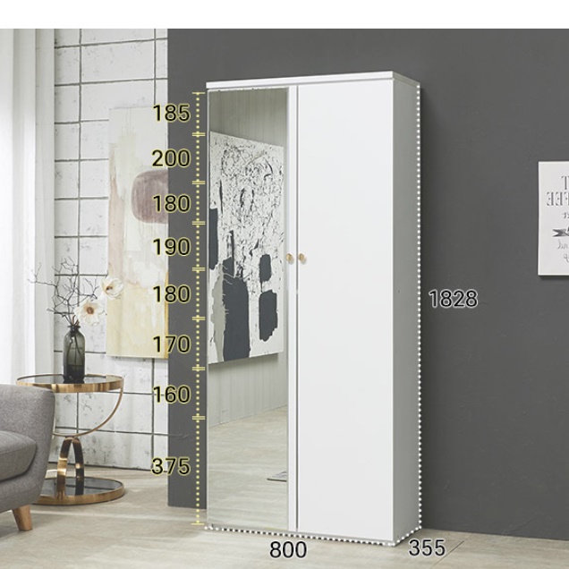 전면 전신거울 간이 도어장 양문형 인테리어수납장 800 여닫이수납장 수납정리장 시스템수납장 - 상세 이미지 3
