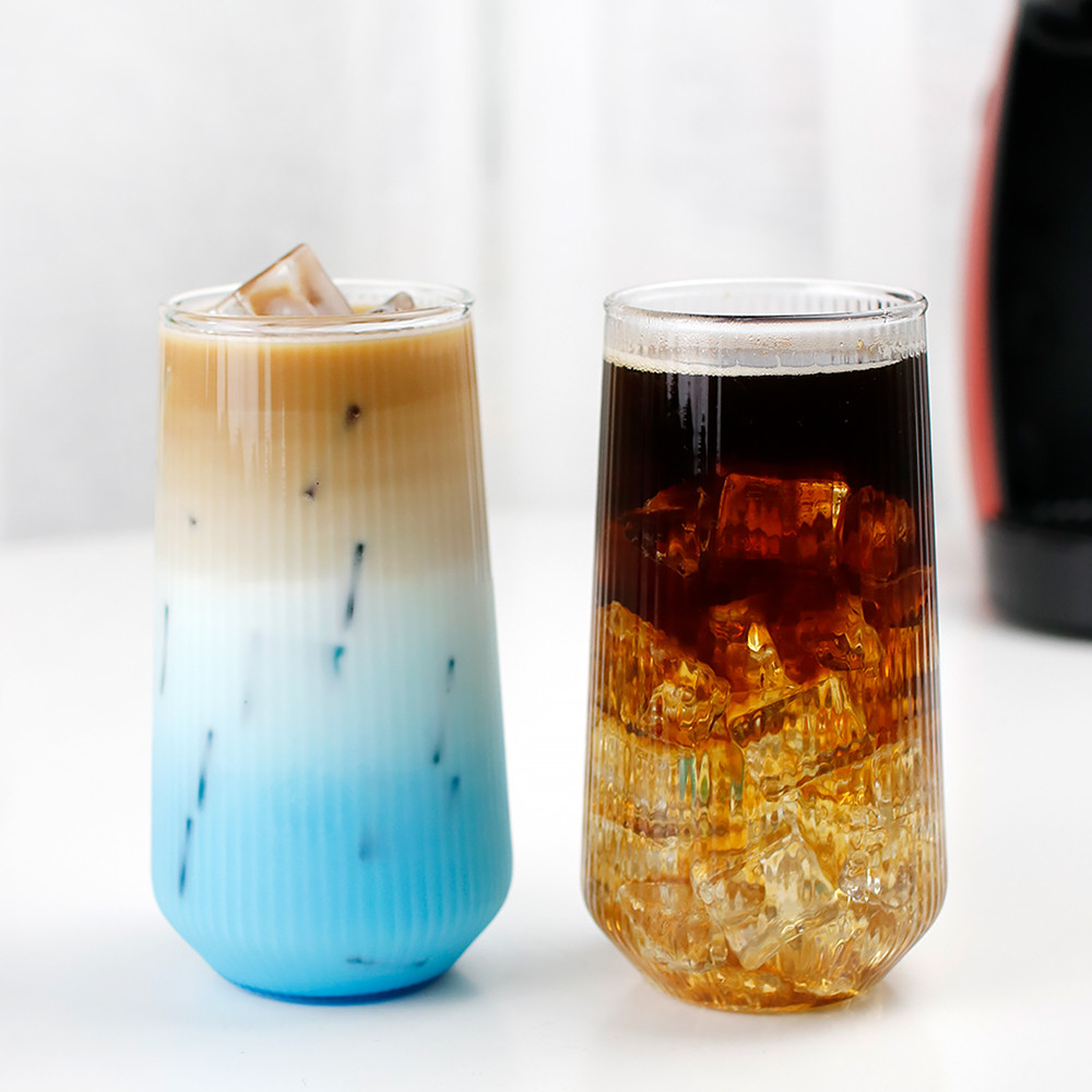 내열유리 홈카페 카페머그 유리컵세트 470ml, 4개, 칼립소플리츠(CTU-10)