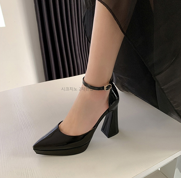 에폴디 10cm 에나멜 가보시 통굽 메리제인 스트랩 하이힐 5color 상세 이미지 27