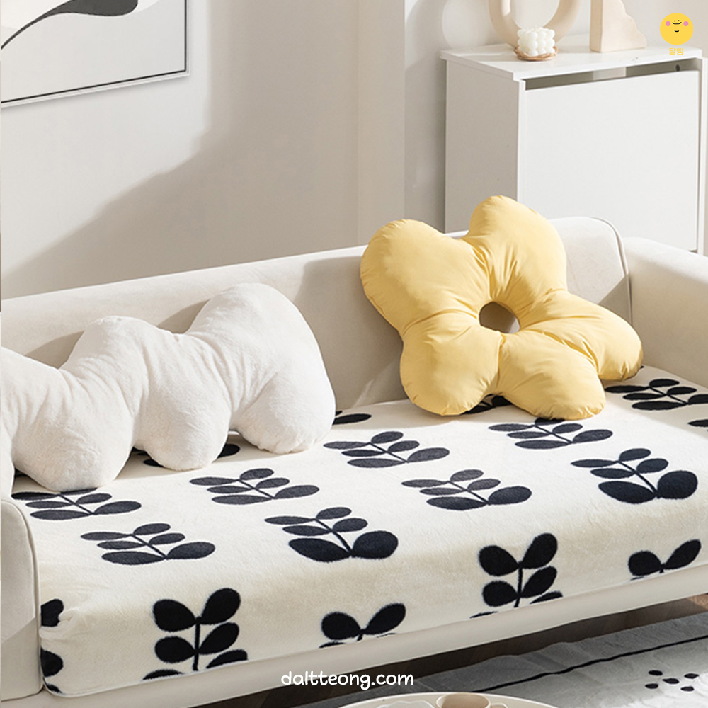 달떵 겨울 극세사 장모 퍼 쇼파 패드 양털 커버 러그 깔개 등받이 팔걸이 90x120