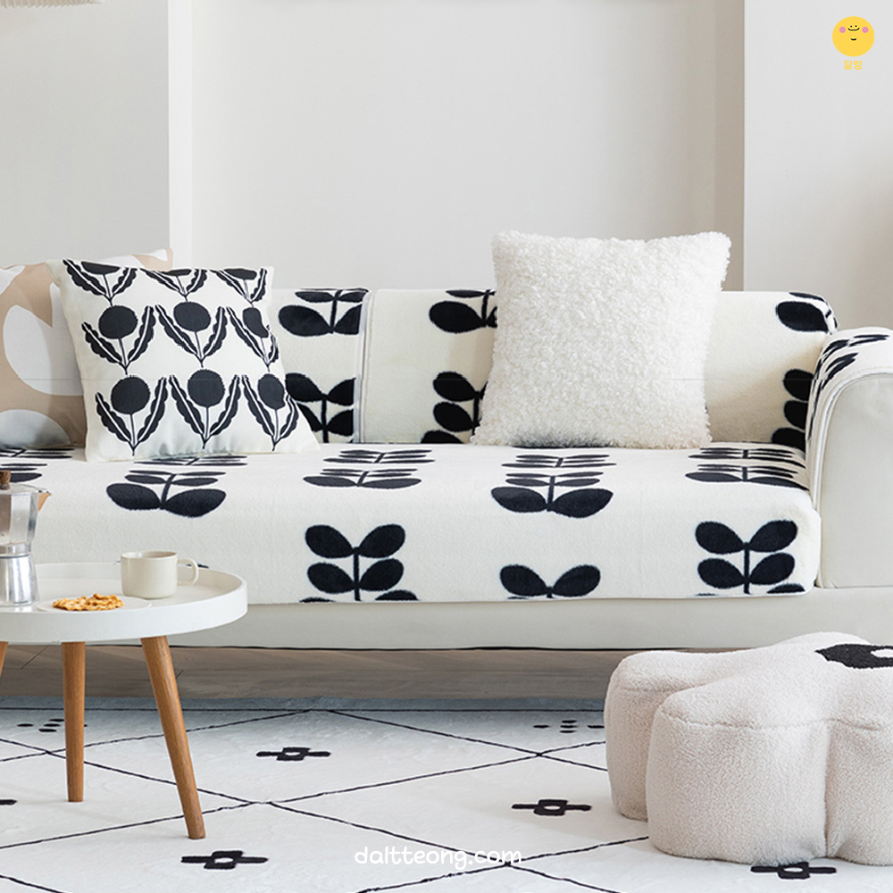 달떵 겨울 극세사 장모 퍼 쇼파 패드 양털 커버 러그 깔개 등받이 팔걸이 90x120