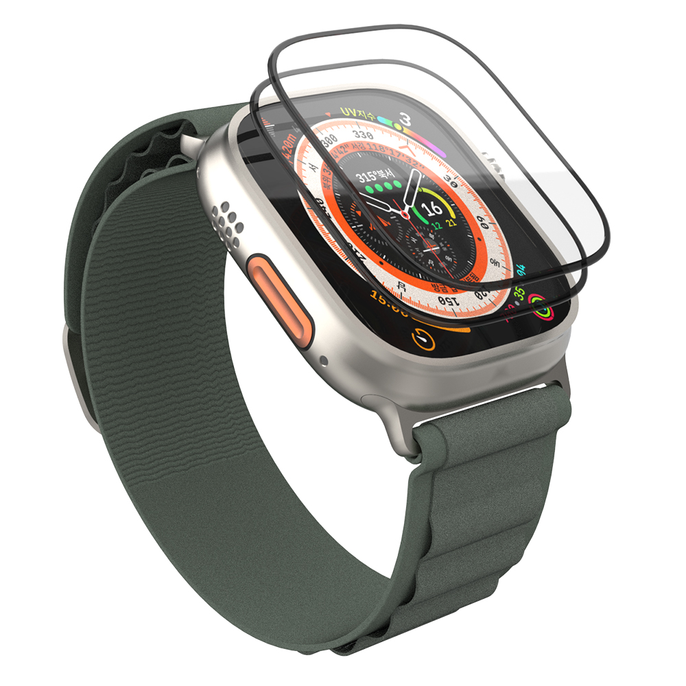 애플워치 울트라 풀커버 베젤 강화유리 액정보호필름 2매 - 상세 이미지 3