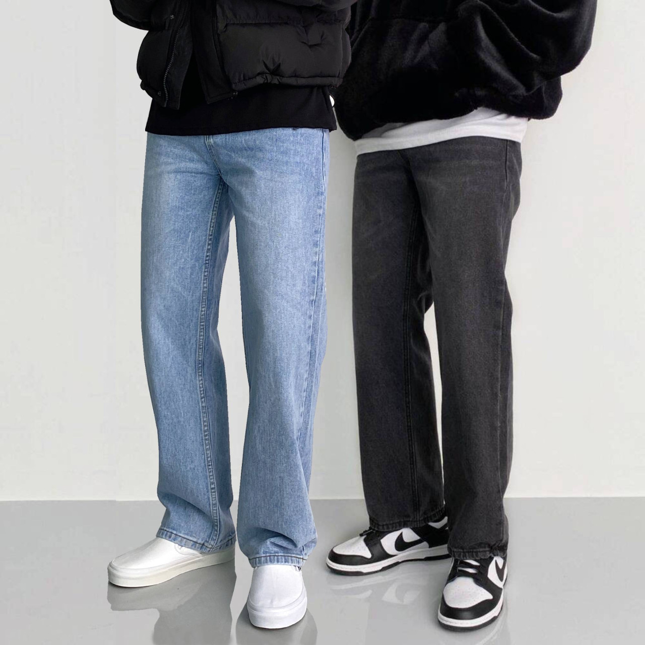 남자와이드청바지 남자흑청바지 연청바지 통청바지 제품 이미지