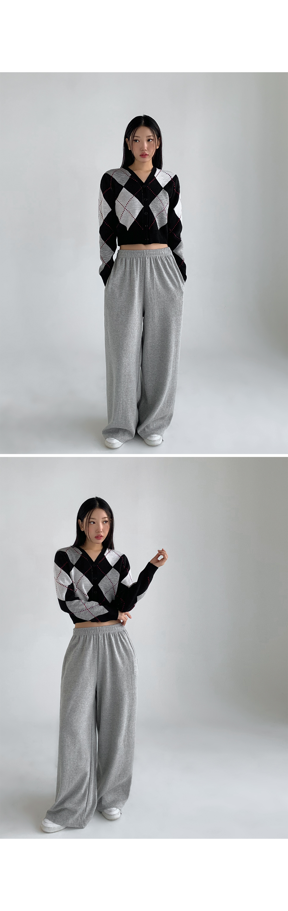 [3천장돌파][MADE] 빅사이즈 44-100 키라 브이넥 아가일 크롭 가디건 상세 이미지 11