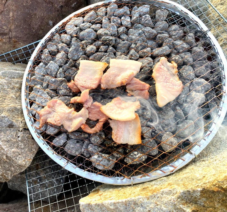 맥반석석쇠 캠핑 숯불바베큐그릴화로 휴양림 일회용석쇠화로 삼겹살 비비큐 미니맥반석석쇠 245