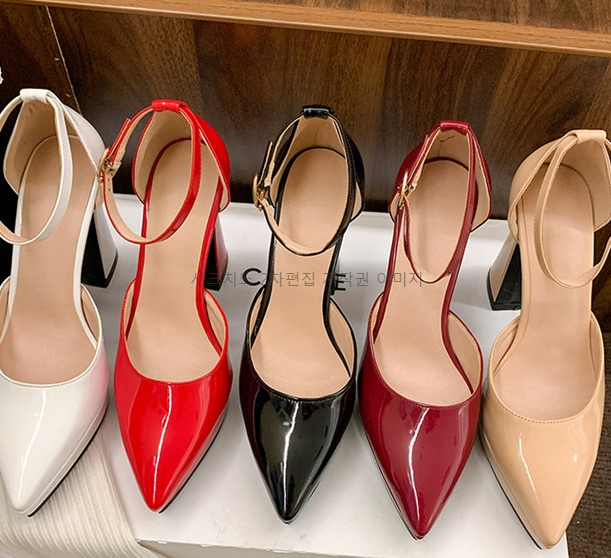 에폴디 10cm 에나멜 가보시 통굽 메리제인 스트랩 하이힐 5color 상세 이미지 32