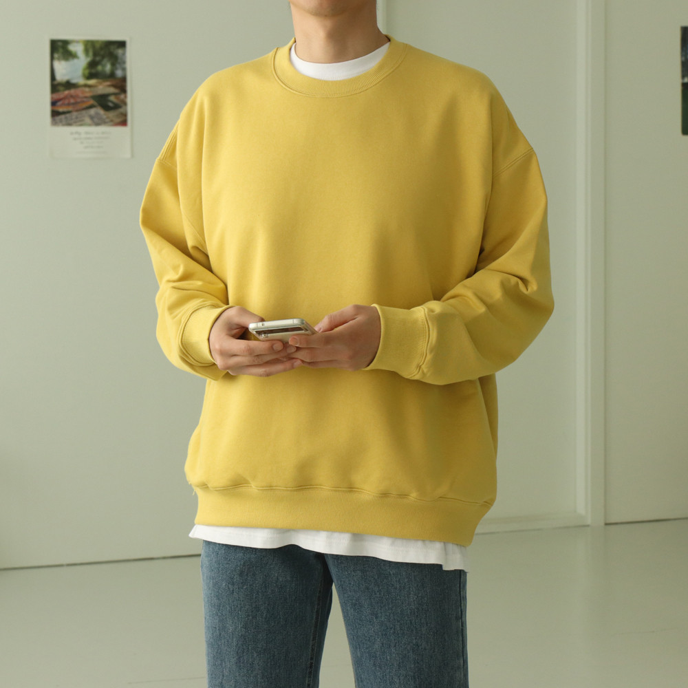남자맨투맨 남자 오버핏 쭈리 맨투맨 수피마티셔츠 - 상세 이미지 5