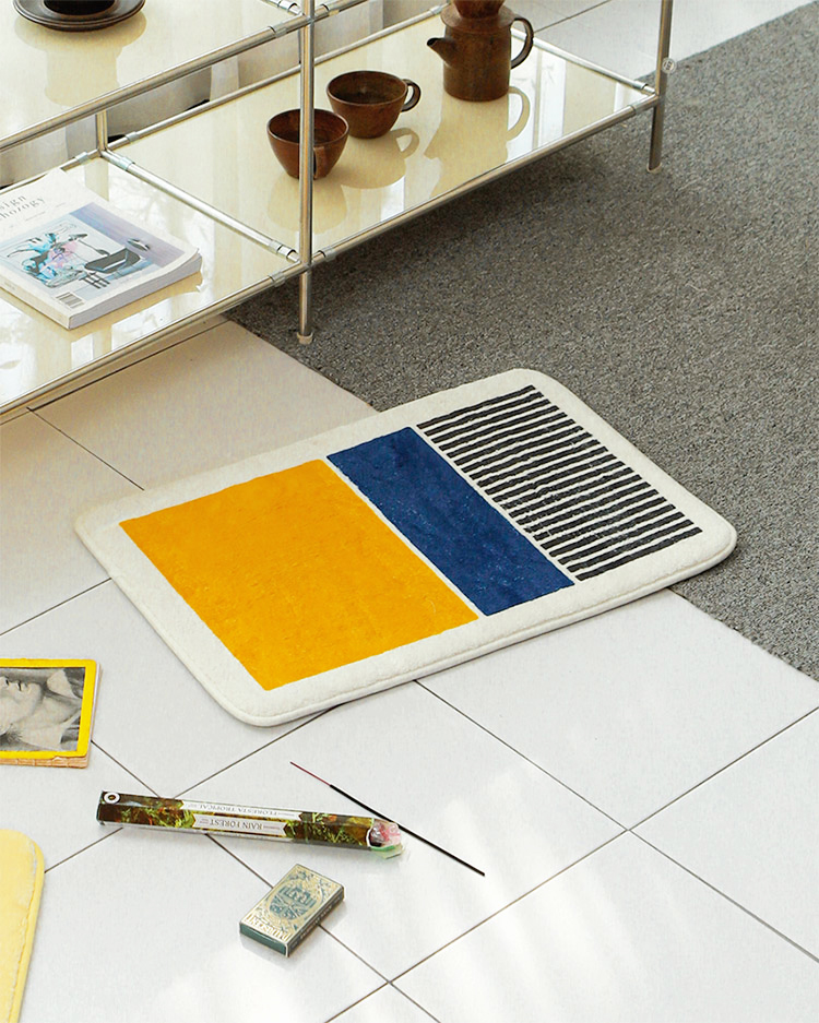 극세사 미끄럼방지발매트 발닦개 러그 욕실매트 추상화 옐로우(KZA0007)