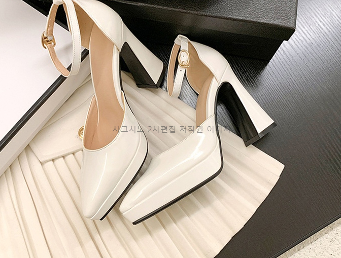 에폴디 10cm 에나멜 가보시 통굽 메리제인 스트랩 하이힐 5color 상세 이미지 23