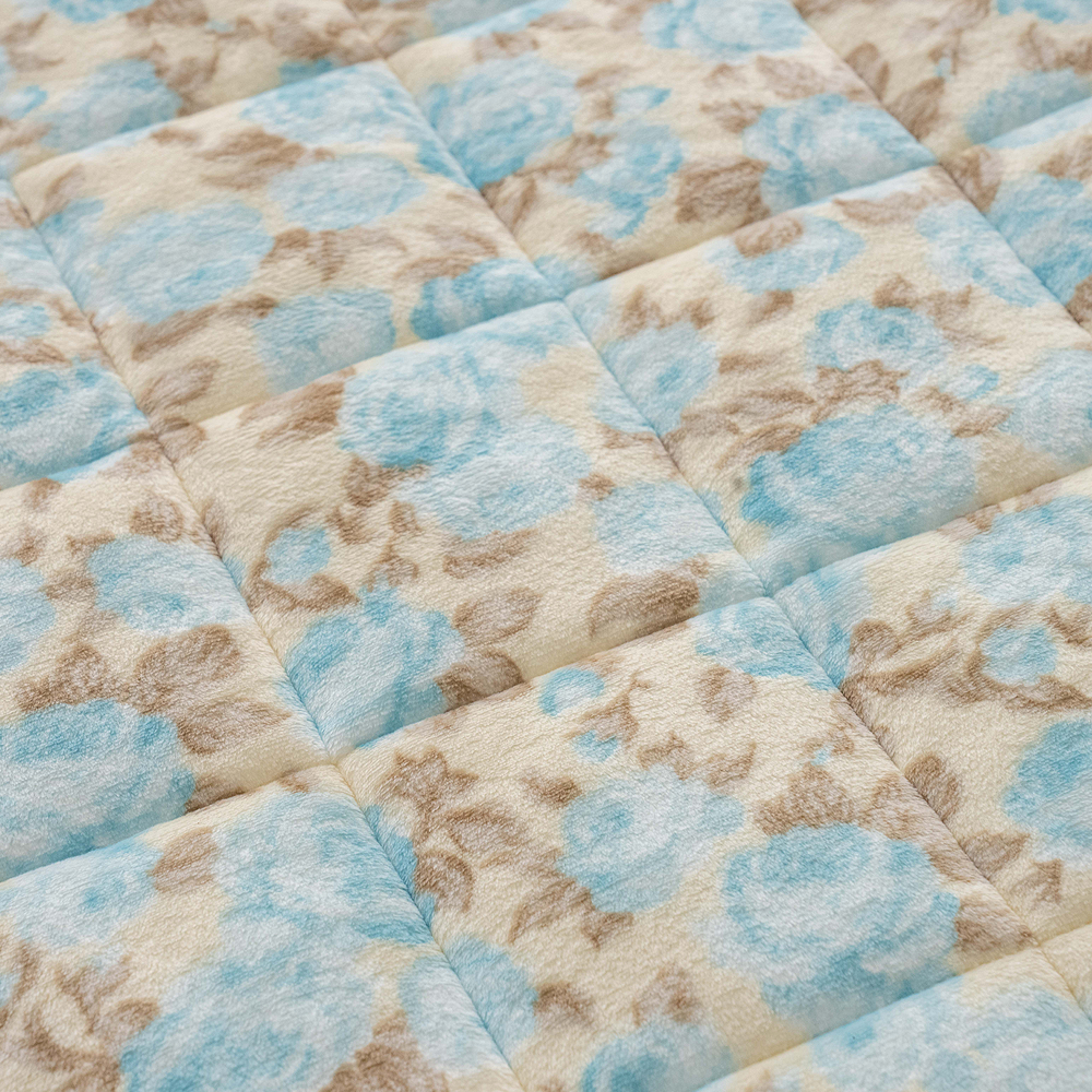 플라워패턴 극세사 리브 3mm 따뜻한 꽃무늬 극세사패드 미끄럼방지 고무밴드 겨울침대패드