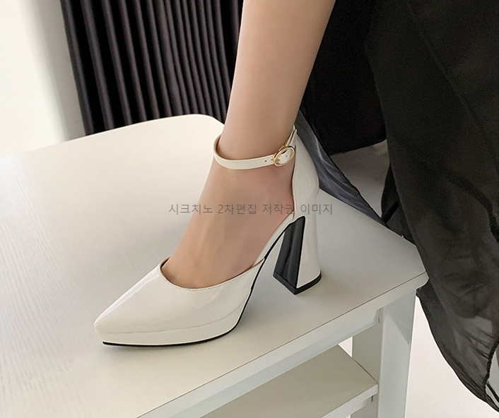 에폴디 10cm 에나멜 가보시 통굽 메리제인 스트랩 하이힐 5color 상세 이미지 22