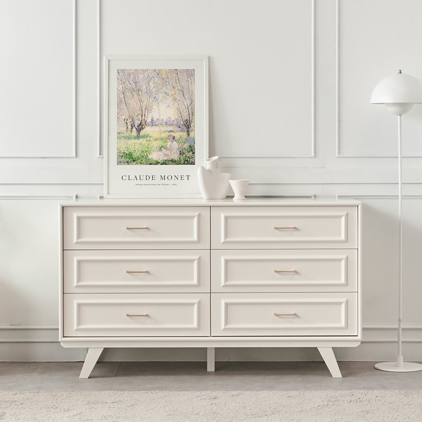 국내생산 웨인스코팅 와이드 이브 서랍장 1450x485x845mm, 3단, 밀크아이보리 판매처 상세 정보 이미지 2