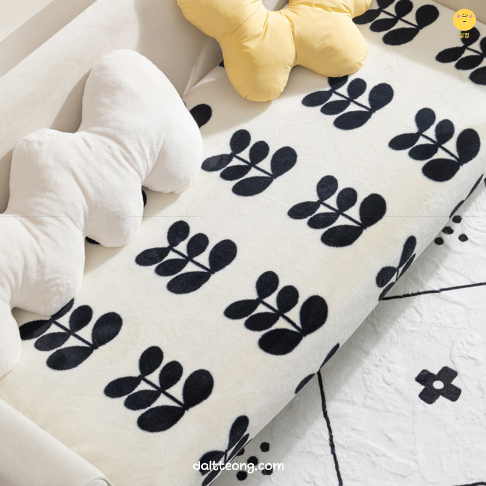 달떵 겨울 극세사 장모 퍼 쇼파 패드 양털 커버 러그 깔개 등받이 팔걸이 90x120