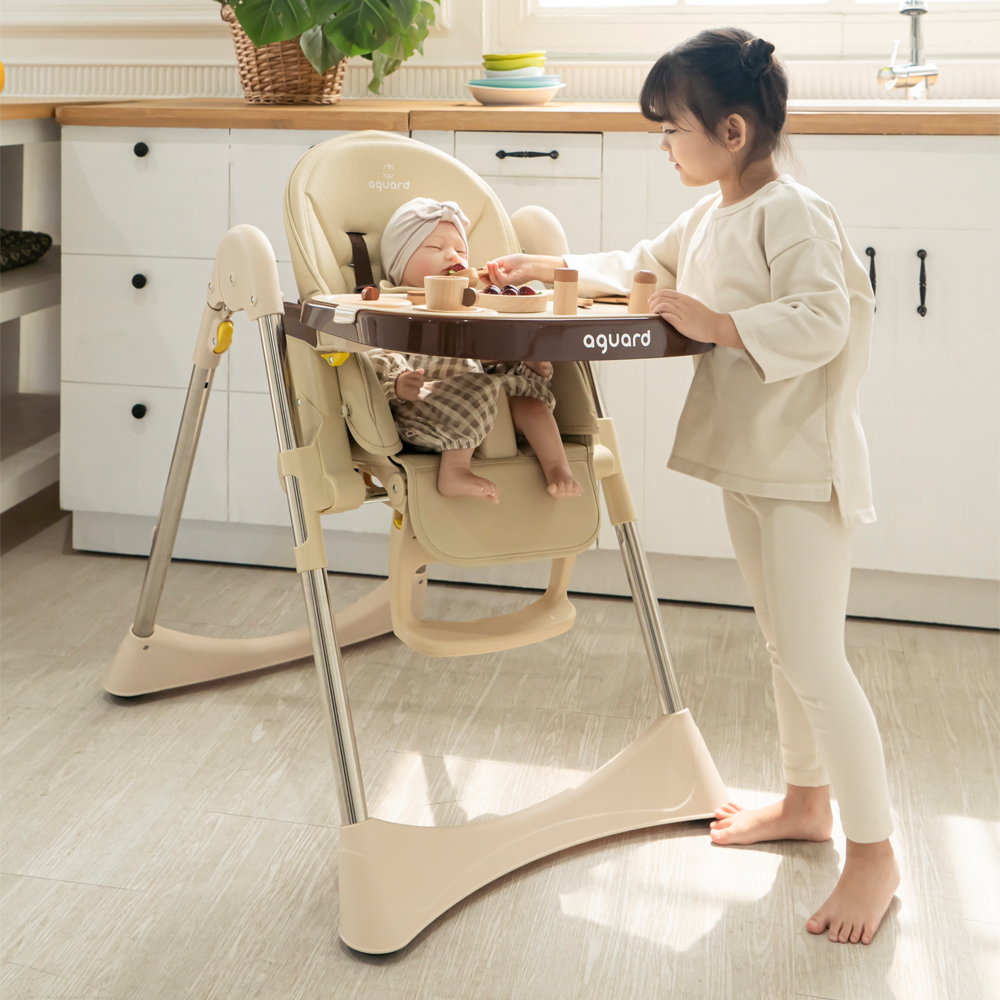 아가드 아이슬라이드 유아 하이체어 베이지 국민 아기 식탁의자 이유식