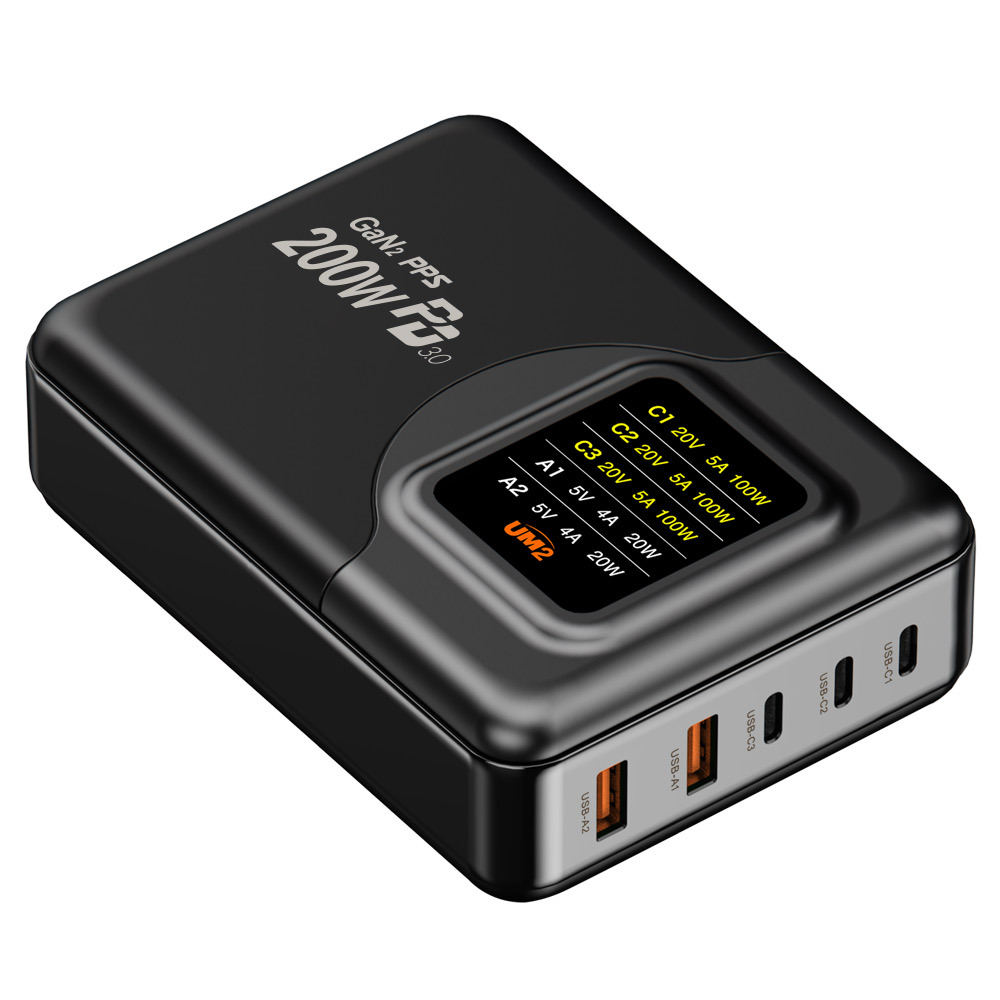 UM2 5포트 200W 접지 고속 충전기 GAN2-LCD220W 거치대포함 - 상세 이미지 2