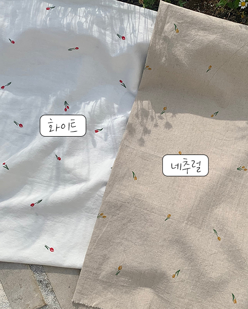 더블유패브릭 미니튤립 워싱처리 15수 대폭 린넨천 원단 앞치마 커튼 소품 천가게 - 상세 이미지 2