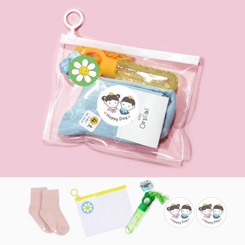 니즈엘 국산 중목 파스텔 양말 어린이집 생일 행사 답례품 고리지퍼백(소), 남아 2호 - 상세 이미지 2