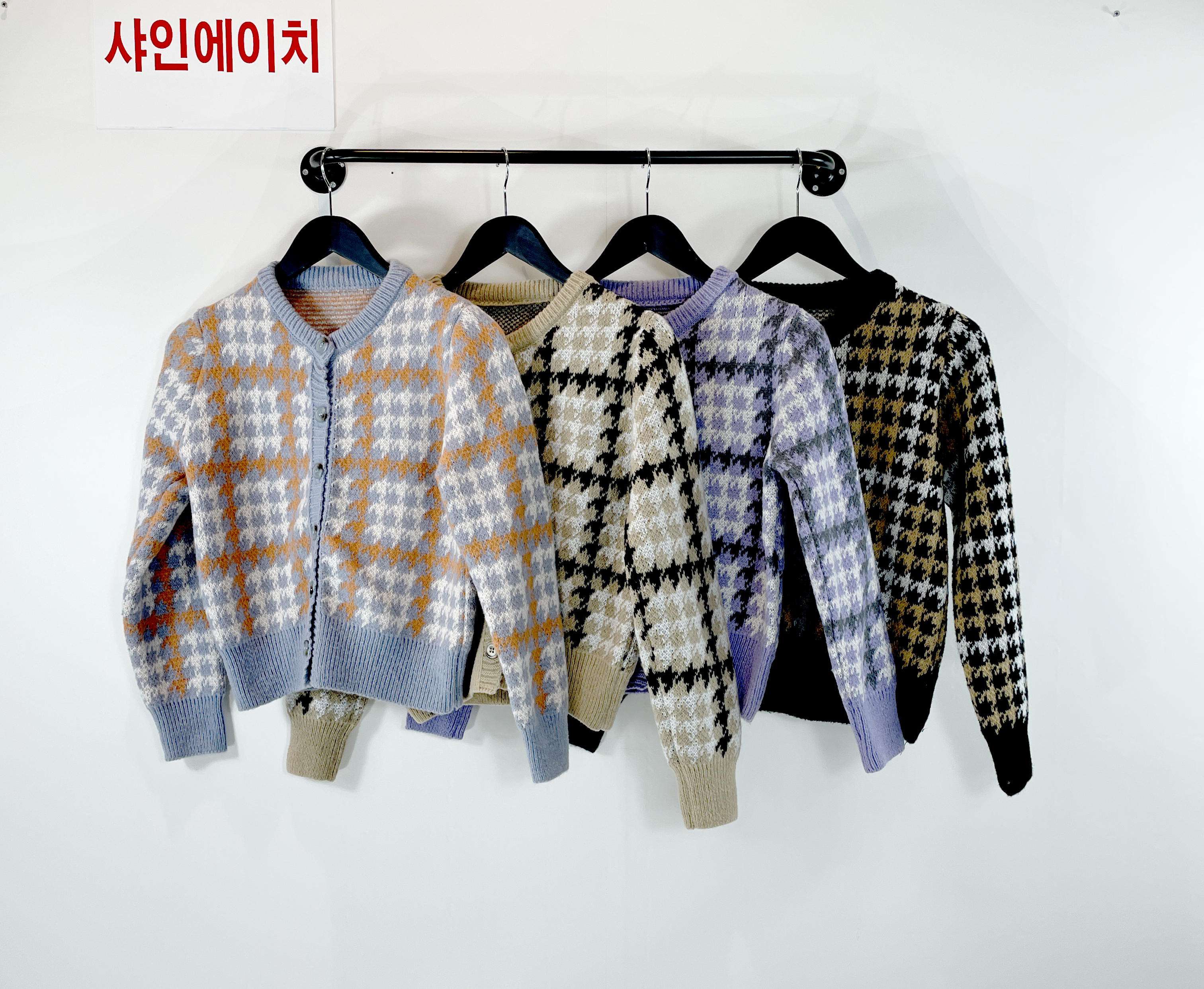 여자여자몰 도톰원단 레트로 아가일숏가디건 따뜻한 기본니트가디건 모던심플 - 상세 이미지 5