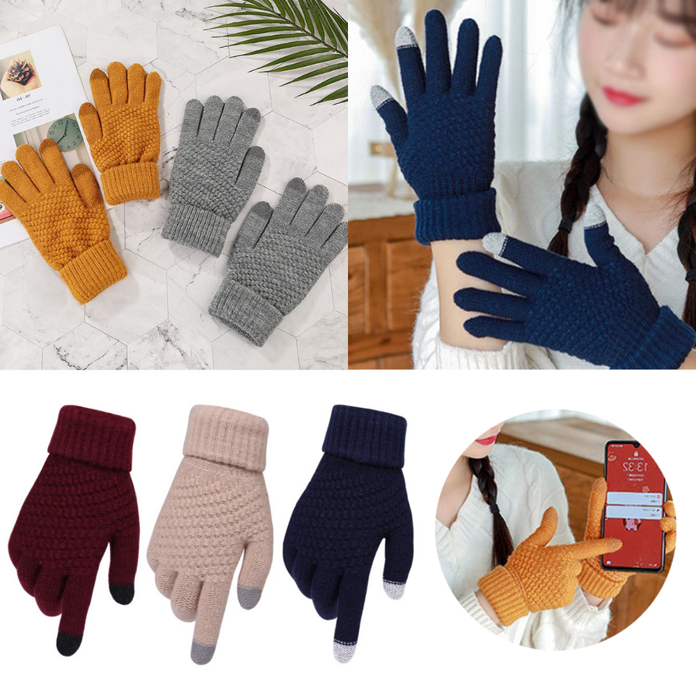 와플 기모 겨울 핸드폰 털 두툼한 방한 니트 안감 스마트폰 터치 스키 선물 장갑 군인
