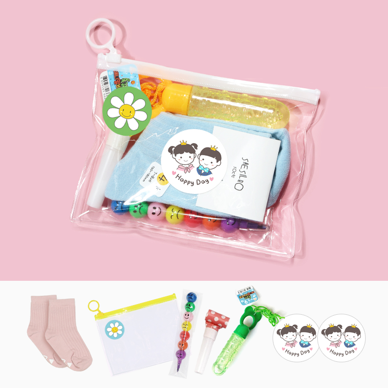 니즈엘 국산 중목 파스텔 양말 어린이집 생일 행사 답례품 고리지퍼백(소), 남아 2호 - 상세 이미지 3