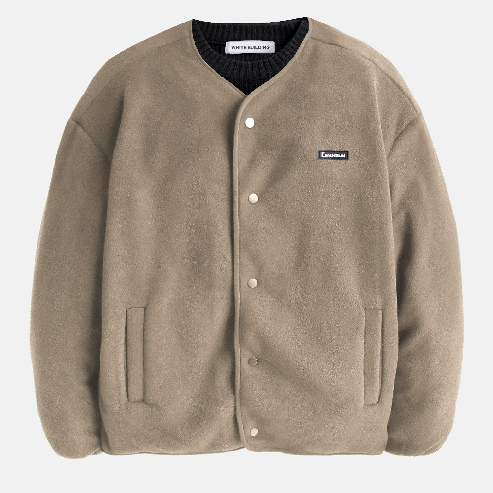 남성 후리스 자켓 양털 뽀글이 집업 겨울 오버핏 노카라 이미지 3