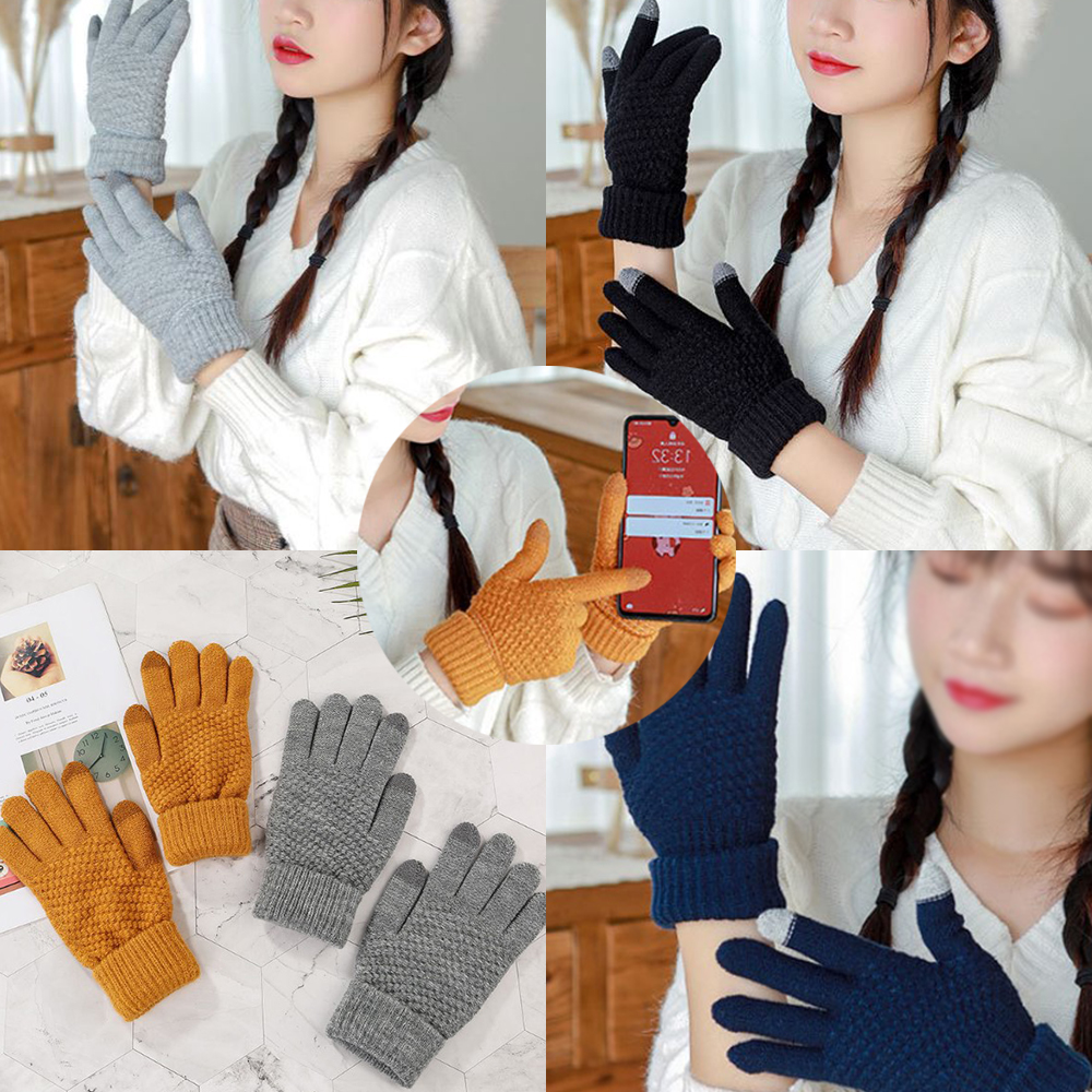 와플 기모 겨울 핸드폰 털 두툼한 방한 니트 안감 스마트폰 터치 스키 선물 장갑 군인
