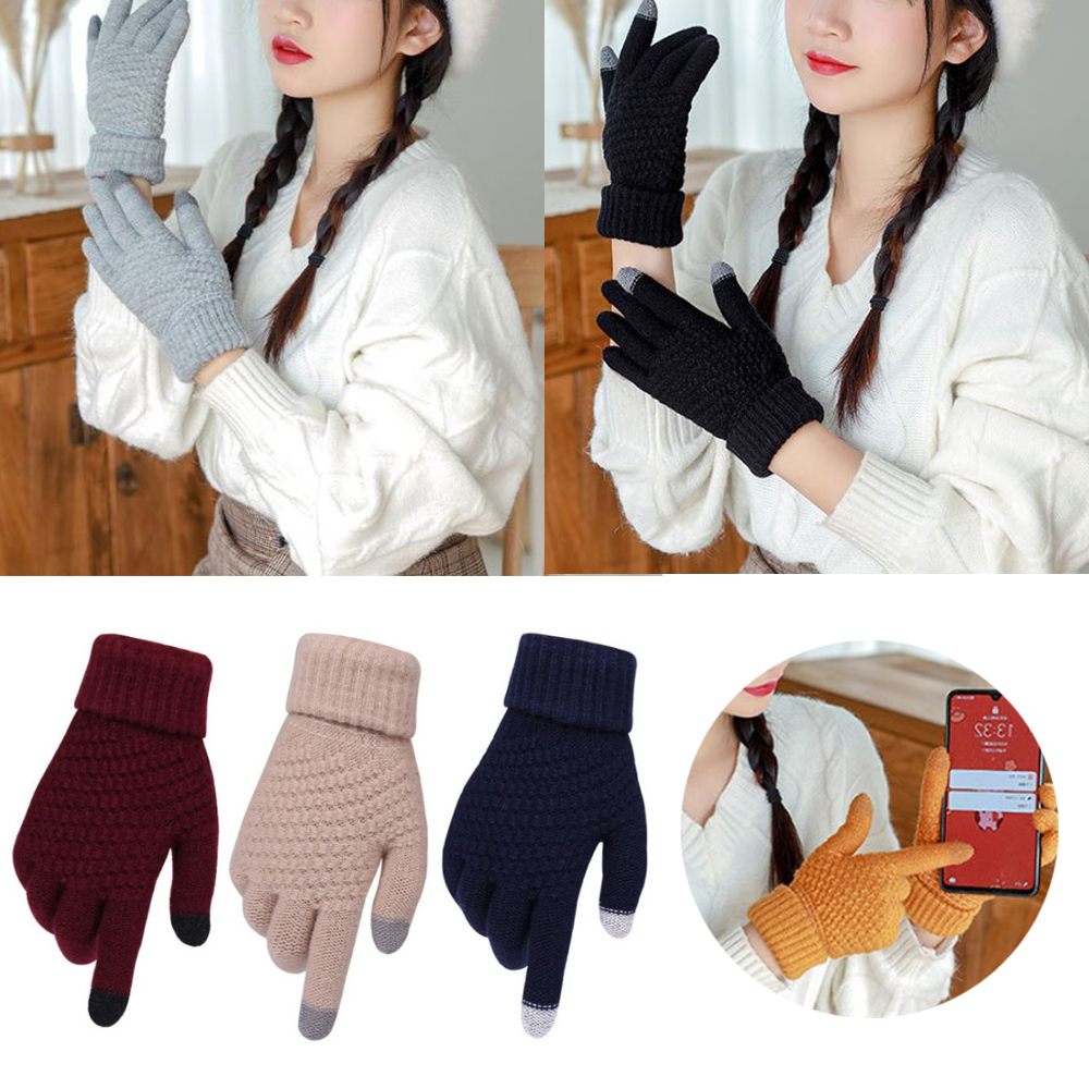와플 기모 겨울 핸드폰 털 두툼한 방한 니트 안감 스마트폰 터치 스키 선물 장갑 군인