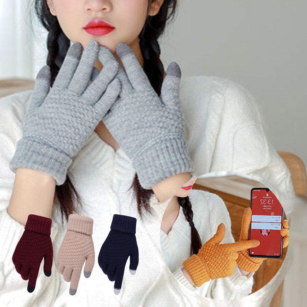 와플 기모 겨울 핸드폰 털 두툼한 방한 니트 안감 스마트폰 터치 스키 선물 장갑 군인