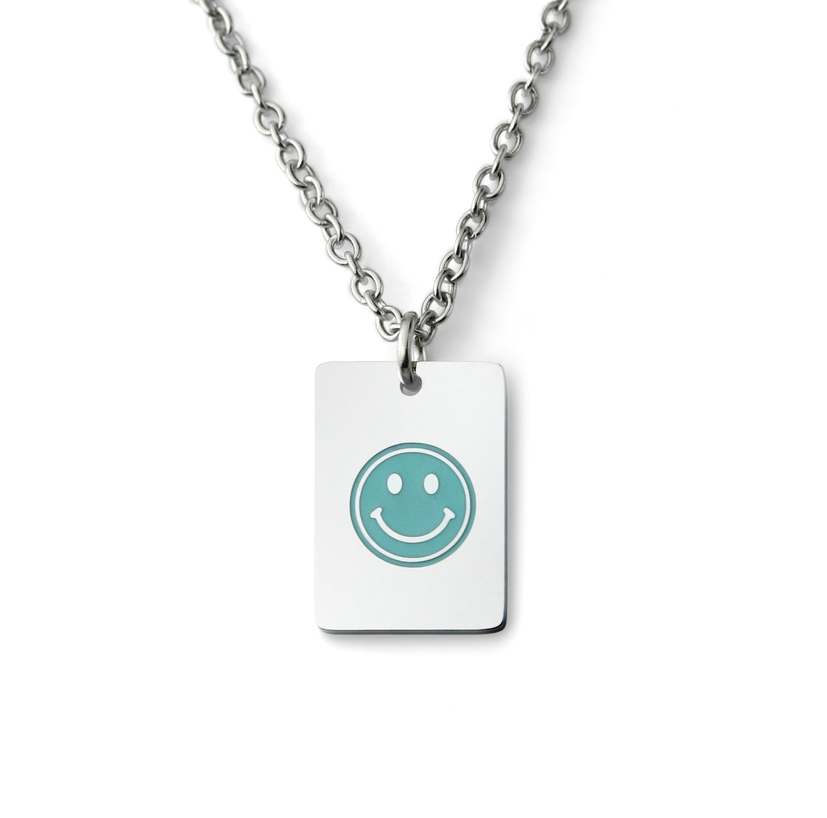 스마일 스퀘어 써지컬스틸 미아방지 목걸이 유아 아기 어린이