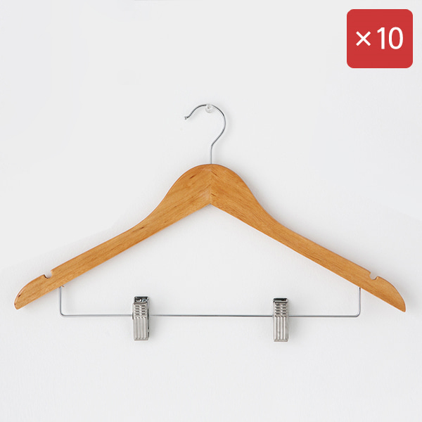 RODNEY 원목옷걸이 집게형 10팩 KS1017/LDR